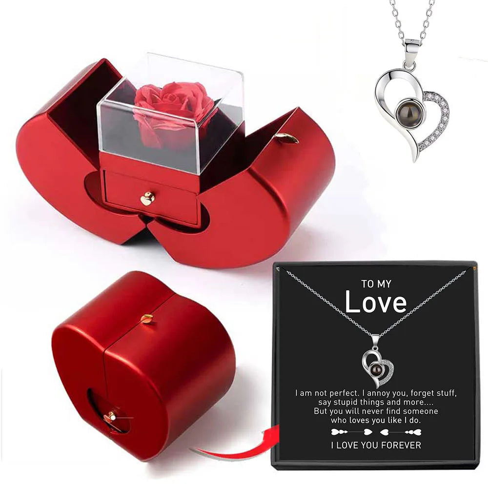Eternal Rose™ Red Apple Jewelry Box - Perfect Gift for Christmas, Mother's Day, & Valentine's!