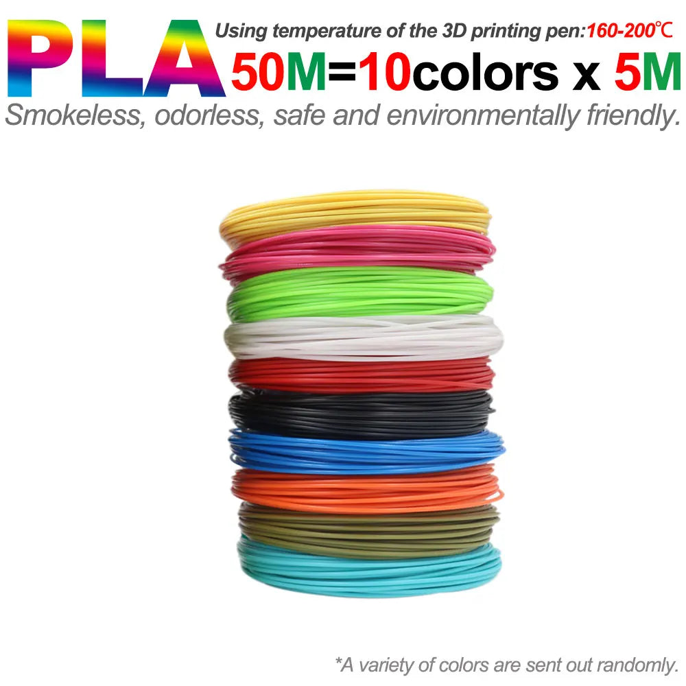 Coloured PLA Filament for 3D Pen Printing 50M 100M