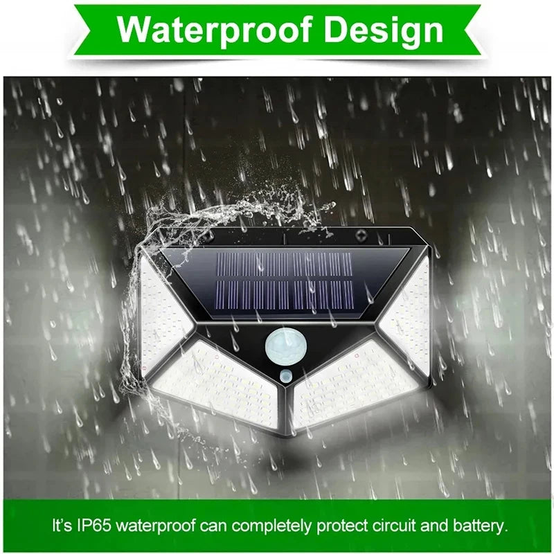 100 LED Solar Motion Sensor Wall Light - Waterproof Outdoor Lamp (2/4/6/10 PCS)