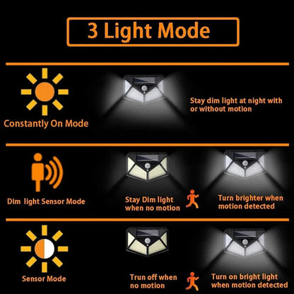 100 LED Solar Motion Sensor Wall Light - Waterproof Outdoor Lamp (2/4/6/10 PCS)